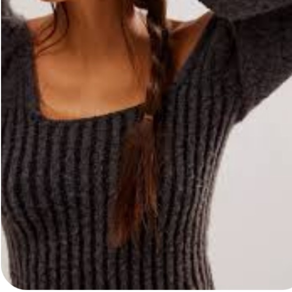 FREE PEOPLE KATIE LONG SLEEVE SWEATER SMALL CHARCOAL - Picture 5 of 8